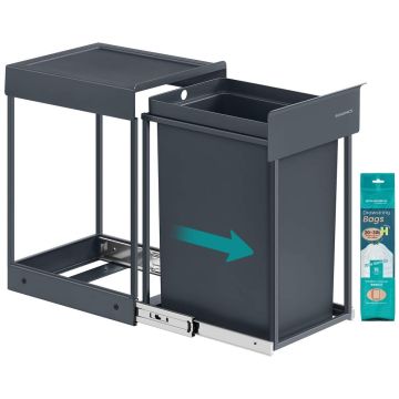 SONGMICS undermount trash can, 20 l, Gray, 34.7 × 25.7 × 43.4 cm