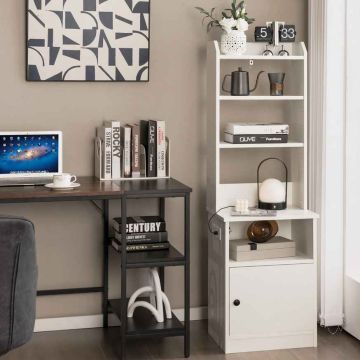 Bedside table, 4 open shelves and cabinet, 45 × 140 × 36 cm