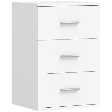 Прикроватная тумба 83D-160V90WT, 3 ящика, Белая, 40 × 60 × 35 см