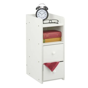 Naktinis staliukas Relaxdays, 2 stalčiai, 1 vnt, Balta, 22,5 × 55 × 34 cm