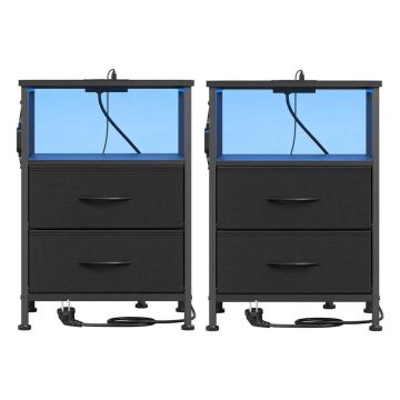 Naktinis staliukas SONGMICS, 2 stalčiai ir atviras skyrius, Juoda, 39,6 × 60,4 × 30 cm
