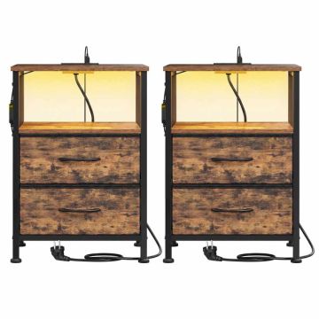 Naktinis staliukas SONGMICS, 2 stalčiai ir atviras skyrius, Ruda, 39,6 × 60,4 × 30 cm