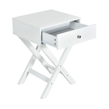 Naktinis staliukas, Su stalčiumi, Baltas ir juodas, 45,72 × 64,77 × 40,64 cm