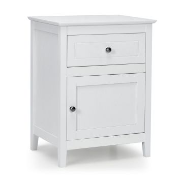 Naktinis staliukas, su stalčiumi ir spintele, Baltas, 48,26 × 63,5 × 38,1 cm