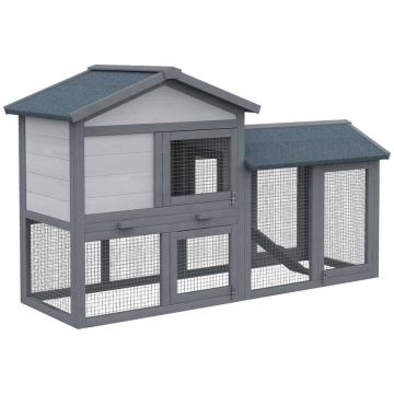 Cage for small animals, With aviary, Grey, 147 × 84 × 54 cm