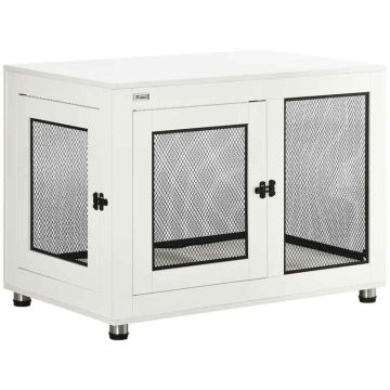 Клетка для собаки PawHut 94x60x71,5см, бело-черная