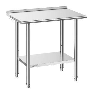 Nerūdijančio plieno darbo stalas 61x91,5 cm su nugarėle, 11,95 kg
