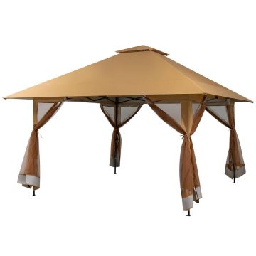Portable outdoor gazebo, 4 mesh walls, 400 × 400 × 245–305 cm