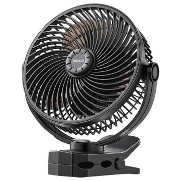 Portable fan VEVOR Lok-M8AG, with clip, Black, 26 × 30.5 × 11.2 cm