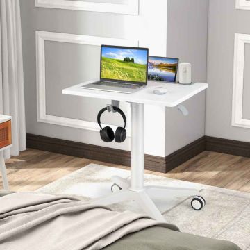 Laptop table, height-adjustable, white, 25.5 × 21.5 × 30-46 inches
