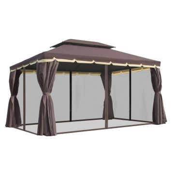 Lauko pavėsinė Outsunny 390x290x280cm., rudos/juodos spalvos