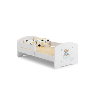 Детская кроватка Luk с матрасом и защитным бортиком 164 см x 85 см x 63 см, плюшевый мишка.