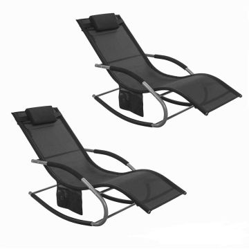 Набор из 2 качающихся кресел 62x158x86см., черного/серебристого цвета