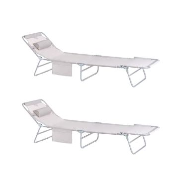 Комплект из 2 шезлонгов 195x63x30см., серого/серебристого цвета