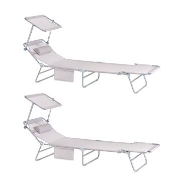 Комплект из 2 шезлонгов 215x63x90см., белого/серебристого цвета
