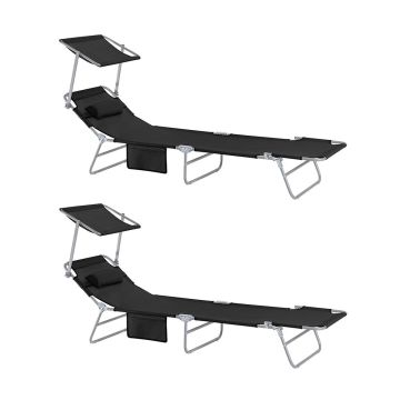Комплект из 2 шезлонгов 215x63x90см., черного/серебристого цвета