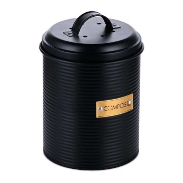 Organinių atliekų dėžė Relaxdays, 2,5 l, Juoda, Ø 14 × 21,5 cm