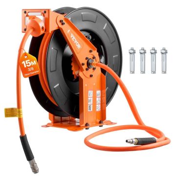 Air hose reel VEVOR, 15 m × 9.5 mm, 46 × 48 × 24 cm