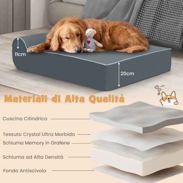 Orthopedic dog bed, with T-shaped cushion, Gray, 100 × 81 × 31 cm