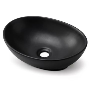 Oval countertop washbasin OVALIS, black, 41 × 33 × 14.5 cm