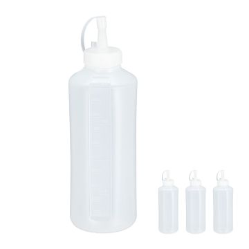 Padažų buteliai Relaxdays, 4 vnt., 1000 ml, 8 × 26 × 8 cm