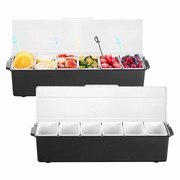 Condiment serving dish VEVOR C-1220, 6 compartments, 2 pcs, 540 × 220 × 180 mm