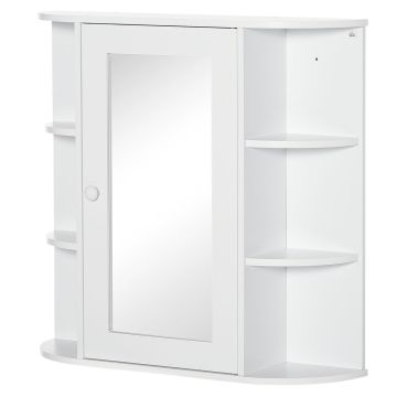 Подвесной шкаф для ванной Homcom 66x17x63см, белого цвета