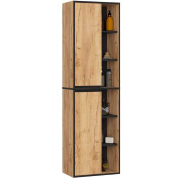 Подвесной шкаф для ванной VAMI W50, коричневый/чёрный, 50 × 170 × 30 см