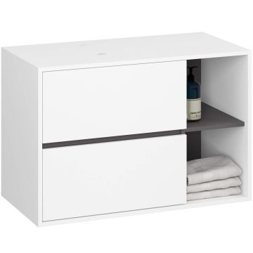 Подвесная тумба для ванной VAMI W90, 2 ящика и 2 открытые полки, белая и серая, 90 × 60 × 45,5 см