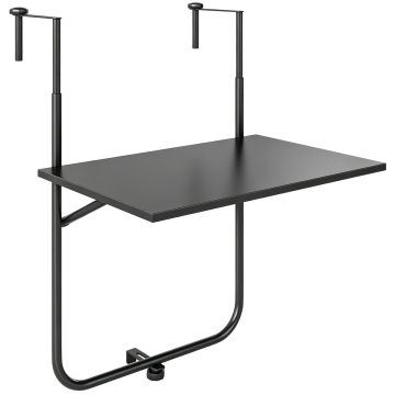 Pakabinamas balkono stalas Outsunny 62x60x85,5cm., juodos spalvos