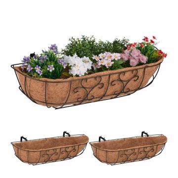 Pakabinami vazonai Relaxdays 10037892.0, 3 vnt, Ruda, 76 × 21 × 22 cm