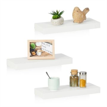 Pakabinamos sieninės lentynos Relaxdays 10044738.0, 3 vnt, Baltos, 38 × 3,5 × 15 cm
