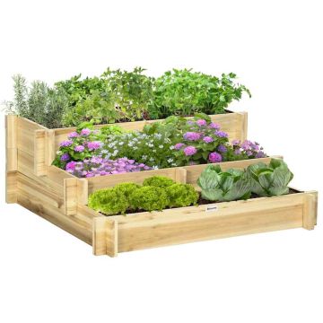 Raised bed, 3 tiers, 5 compartments, 93 × 93 × 35 cm