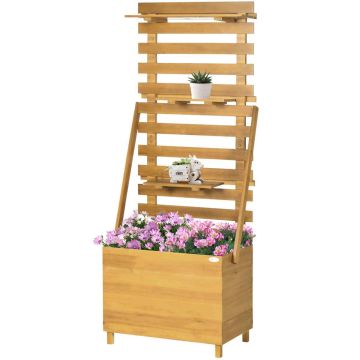 Raised bed with slats, 3 shelves, 63 × 39 × 160 cm