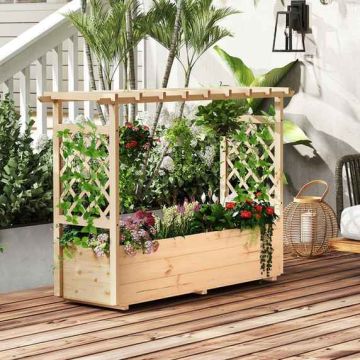 Raised bed, with trellis and roof, 148 × 50 × 103 cm