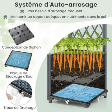 Raised bed, with vertical trellis, 40 × 40 × 140 cm
