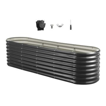 Высокая грядка VEVOR GM61003-240X60X57CM, 12 усиливающих стержней, Серая, 240 × 60 × 60 см