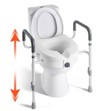 Raised toilet seat VEVOR FBL760657, with armrests, 43.5 × 18 × 39.5 cm