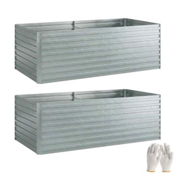 Raised beds, 2 pcs, Silver, 180 × 90 × 60 cm