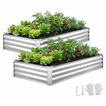 Комплект высоких грядок VEVOR YJ-ZZC0010, 2 шт, Серебристый, 180 × 90 × 30 см