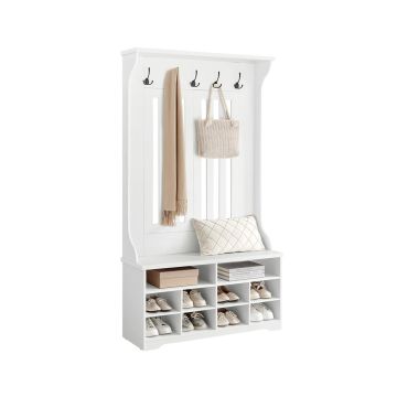 Paltų kabykla su batų suoliuku VASAGLE HSR404T10, 5 trigubi kabliukai, 100 × 180 × 35 cm
