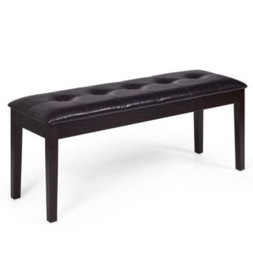 Padded wooden bench, 120×40 cm, brown
