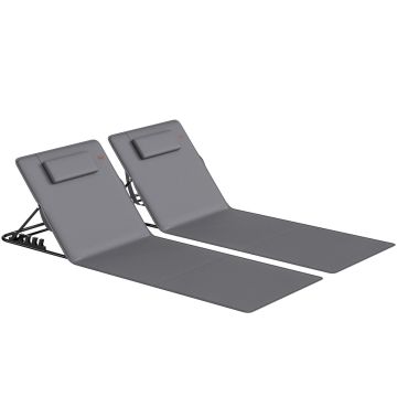 Beach loungers, 2 pcs., foldable, 154 × 57 × 52 cm