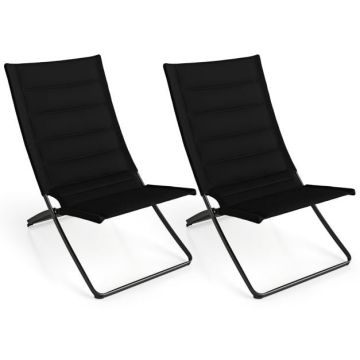 Beach chairs, 2 pcs, Black, 90 × 57 × 87 cm