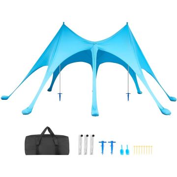 Beach tent VEVOR TM001, 8 sandbags, Blue, 6.1 × 2.8 × 4 m
