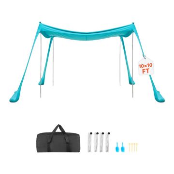 Beach tent VEVOR TM006, with 4 sandbags, Green, 300 × 200 × 300 cm