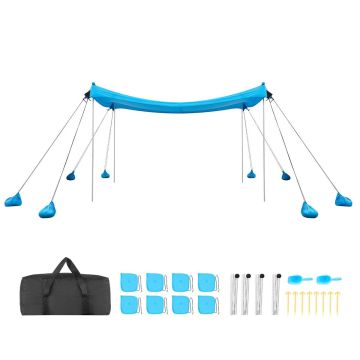 Beach gazebo VEVOR TM008, with 8 sandbags, Blue, 300 × 200 × 300 cm