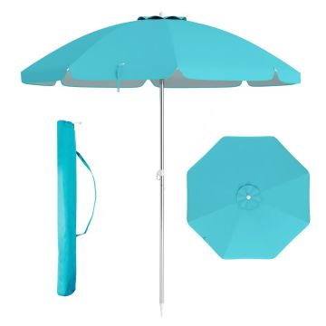 Beach umbrella, with sand anchor, Blue, Ø198 × 206 cm