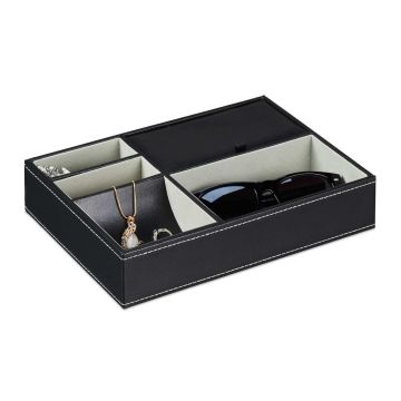 Papuošalų dėklas Relaxdays, 4 atviri ir 1 uždengtas skyrius, 25,5 × 5 × 18,5 cm