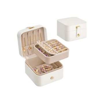 Papuošalų dėžutė SONGMICS, 2 pakopų, Balta, 11,2 × 11,8 × 7,2 cm